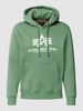 Alpha Industries Hoodie met logoprint Lichtgroen gemêleerd