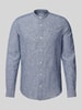 Only & Sons Slim fit linnen overhemd met opstaande kraag, model 'CAIDEN' Donkerblauw