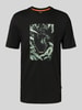 BOSS Orange Regular fit T-shirt van puur katoen, model 'ANIMALI' Zwart