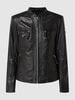 Cabrini Lederjacke mit Reißverschlusstaschen Schwarz