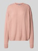 Review Gebreide pullover met kabelpatroon Oudroze gemêleerd