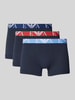 Emporio Armani Boxershort met elastische band met label in een set van 3 stuks Marineblauw