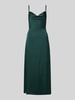 Vila Midi-jurk van satijn met cascadehals, model 'RAVENNA' Donkergroen