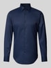 BOSS Slim fit zakelijk overhemd met kentkraag, model 'Hank' Marineblauw