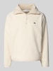 Lacoste Relaxed Fit Sweatshirt mit Troyer Kragen aus warmen Fleece Offwhite