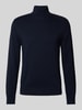 s.Oliver RED LABEL Regular Fit Rollkragenpullover aus Baumwolle mit gerippten Abschlüssen Dunkelblau