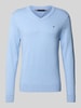 Tommy Hilfiger Regular fit pullover van een mix van katoen en kasjmier Lichtblauw