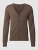 Christian Berg Men Strickjacke im Slim Fit Taupe meliert