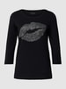 Christian Berg Woman Longsleeve mit Zierperlenbesatz Black