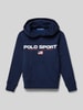 Polo Sport Hoodie met labelprint Marineblauw