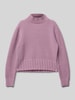 s.Oliver RED LABEL Boxy Fit Strickpullover mit Zopfstrickmuster-Bund und geripptem Stehkragen Mauve