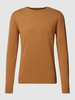 Tom Tailor Gebreide pullover met labelstitching, model 'BASIC' Cognac