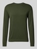 Tom Tailor Gebreide pullover met labelstitching, model 'BASIC' Olijfgroen