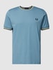 Fred Perry T-Shirt mit Logo-Stitching Rauchblau