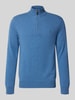 Polo Ralph Lauren Gebreide pullover van wol met opstaande kraag en ritssluiting Oceaanblauw