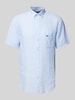 Fynch-Hatton Freizeithemd aus Leinen mit Button-Down-Kragen Modell 'Summer' Hellblau Melange