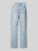 Review Jeans mit weitem Bein im Used-Look Hellblau