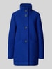 Amber & June Lange jas met opstaande kraag en steekzakken Koningsblauw