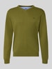 Fynch-Hatton Sweter z dzianiny z haftem z logo Khaki