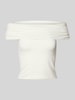 Only Bluzka z odkrytymi ramionami w jednolitym kolorze model ‘LIVE LOVE’ Złamany biały