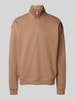 MCNEAL Sweatshirt mit Troyer-Kragen Mittelbraun