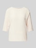 Marc Cain T-shirt met geribde ronde hals Zand