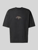 REVIEW Oversized T-Shirt mit geripptem Rundhalsausschnitt Black