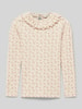 Lil Atelier Longsleeve mit Volantkragen Beige