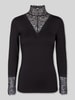Soyaconcept Slim fit shirt met lange mouwen met kant Zwart