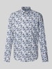 Jake*s Slim  Fit Businesshemd mit floralem Allover-Muster Weiss