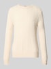 Christian Berg Men Slim Fit Strickpullover aus reinem Kaschmir mit Zopfmuster Offwhite Melange