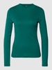 Montego Shirt met lange mouwen en geribde ronde hals Donkergroen
