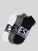 Diesel Sneakersokken met labeldetail in een set van 3 paar Wit