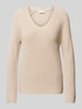 s.Oliver RED LABEL Regular Fit Strickpullover mit V-Ausschnitt und Raglan-Ärmeln Beige