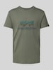 Alpha Industries T-Shirt mit Label-Print Oliv