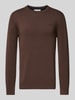 s.Oliver RED LABEL Regular Fit Strickpullover aus reiner Baumwolle Dunkelbraun