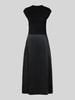BOSS Sukienka z dzianiny taliowana ze spódnicą z satyny model ‘FERDOLINI’ Czarny