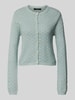 Vero Moda Regular Fit Strickjacke aus Baumwoll-Mix mit Lochstrickmuster Modell 'JACKIE' Schilf