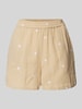 Pieces High Waist Shorts mit elastischem Bund Modell 'MAYA' Beige
