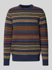 Barbour Gebreide pullover met ronde hals, model 'Case Fairisle' Marineblauw gemêleerd