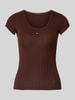 Tommy Jeans Slim fit shirt met ribstructuur Chocoladebruin