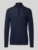 Profuomo Pullover aus Merinowolle mit Troyer-Kragen Marine