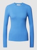 Selected Femme Shirt met lange mouwen en ribstructuur, model 'LYDIA' Hemelblauw