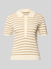 MANGO Strickshirt mit Polokragen und kurzer Knopfleiste Modell 'TENCYP' Offwhite