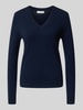 Christian Berg Woman Gebreide pullover met V-hals Donkerblauw