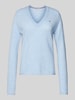 Tommy Hilfiger Pullover mit abgerundetem V-Ausschnitt Modell 'SOFT WOOL' Hellblau