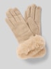 EEM Slim Fit Handschuhe aus Woll-Mix mit Kunstfellbesatz Sand