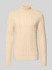 JACK & JONES Premium Slim Fit Strickpullover mit Baumwoll-Anteil Modell 'Callum' Sand Melange