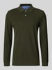 Fynch-Hatton Regular Fit Langarm-Poloshirt mit Label-Stitching Khaki