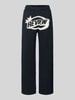 Review Straight leg sweatpants met logo en elastische band Donkerblauw